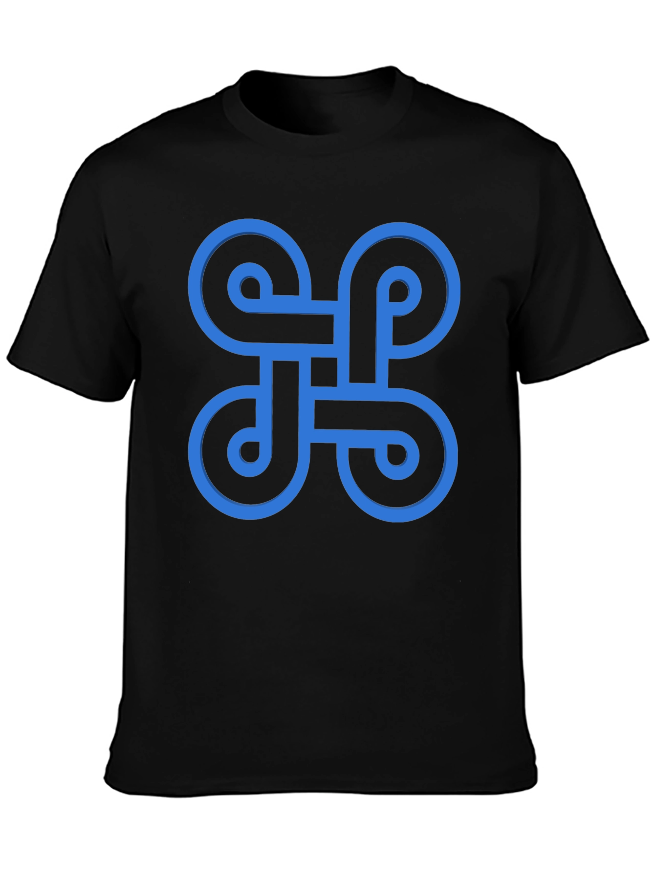 Geometric Pattern Black Cotton T-Shirt