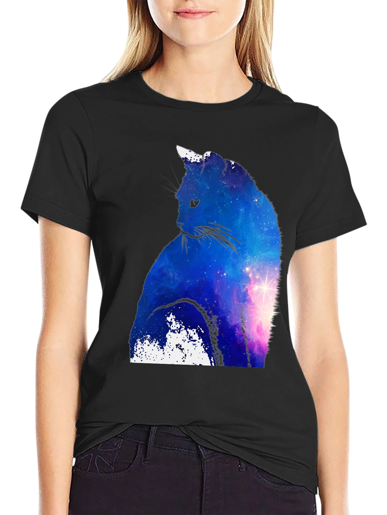 Galaxy Cat T-Shirt - Space Silhouette Tee
