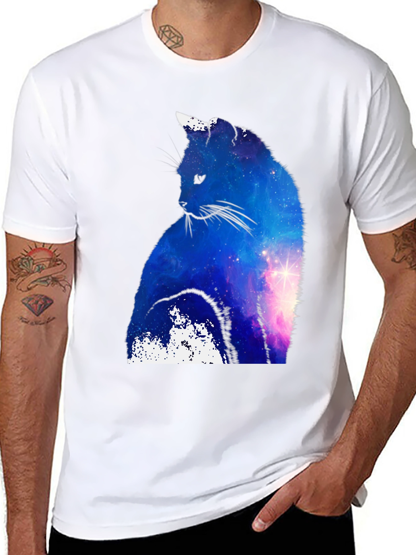Galaxy Cat T-Shirt - Space Silhouette Tee