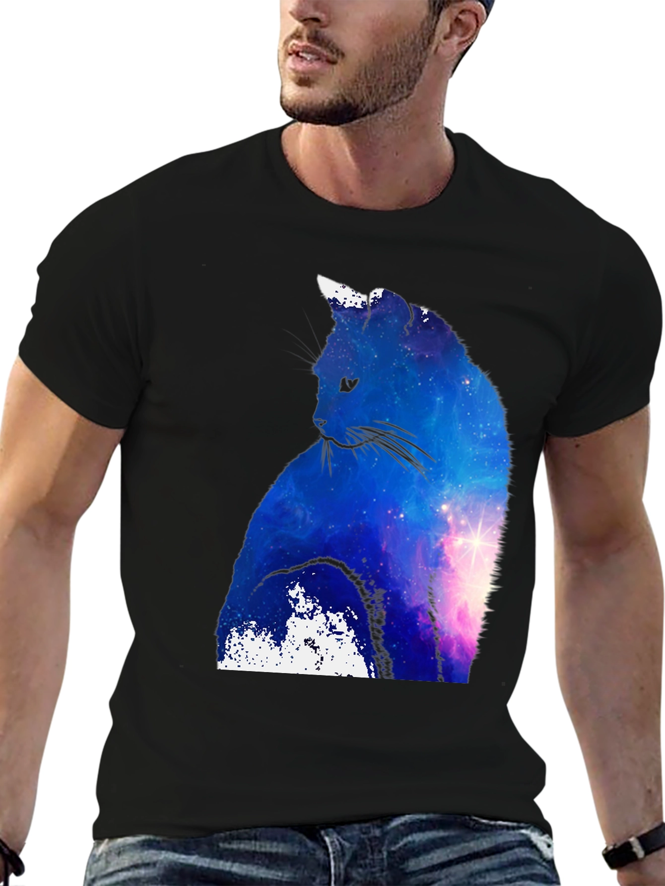 Galaxy Cat T-Shirt - Space Silhouette Tee
