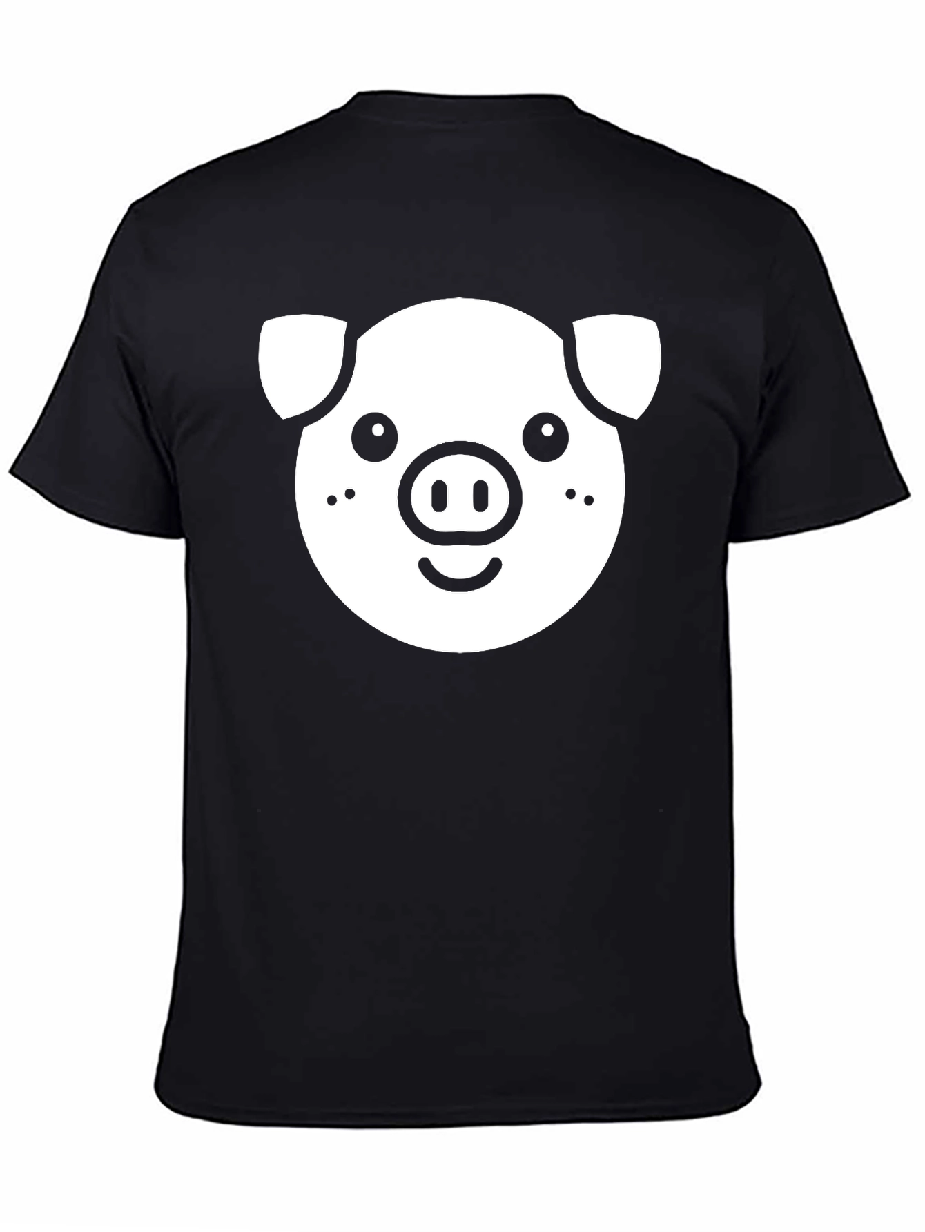 Mens Black T-Shirt with Pig Face Graphic