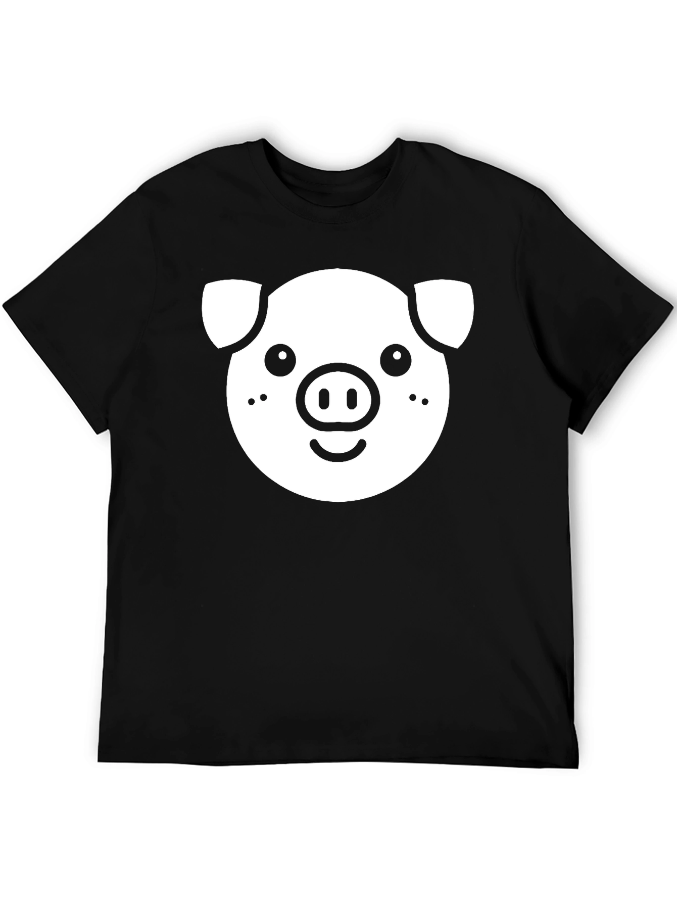 Mens Black T-Shirt with Pig Face Graphic