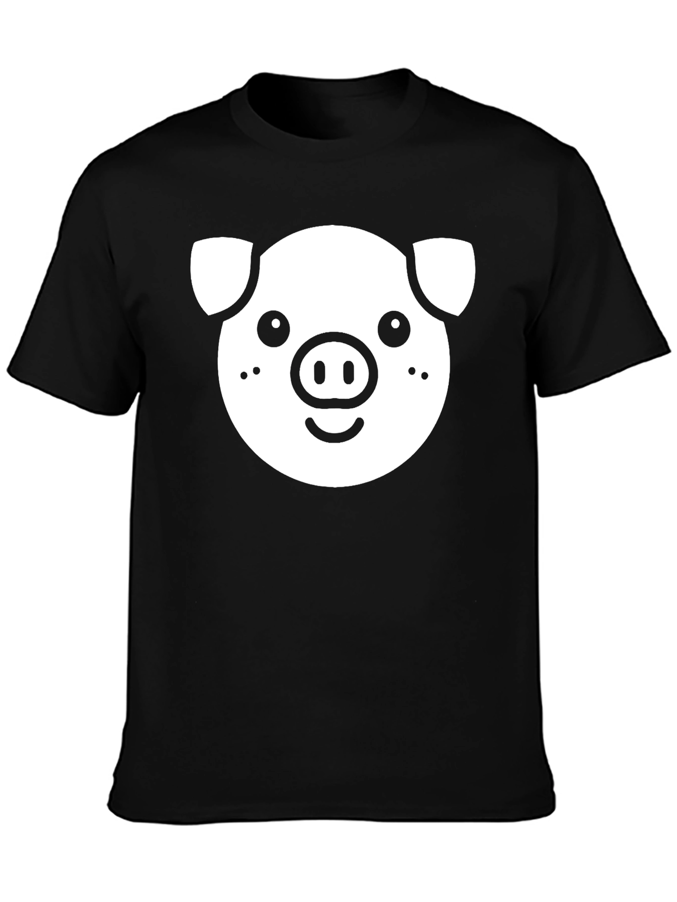Mens Black T-Shirt with Pig Face Graphic