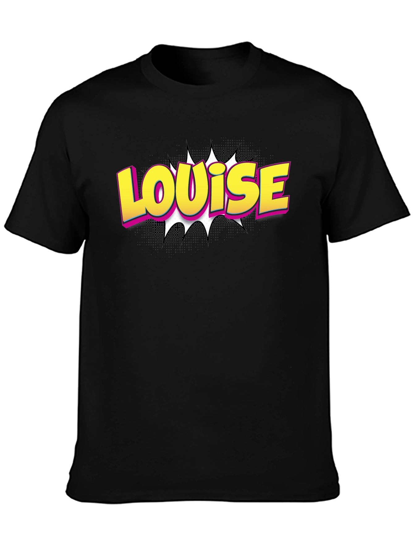 Louise Pop Art Graphic Tee - Black Cotton T-Shirt