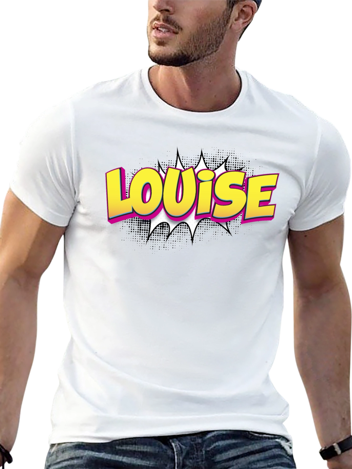 Louise Pop Art Graphic Tee - Black Cotton T-Shirt