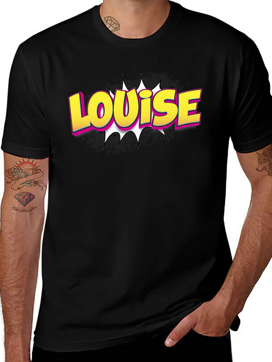Louise Pop Art Graphic Tee - Black Cotton T-Shirt