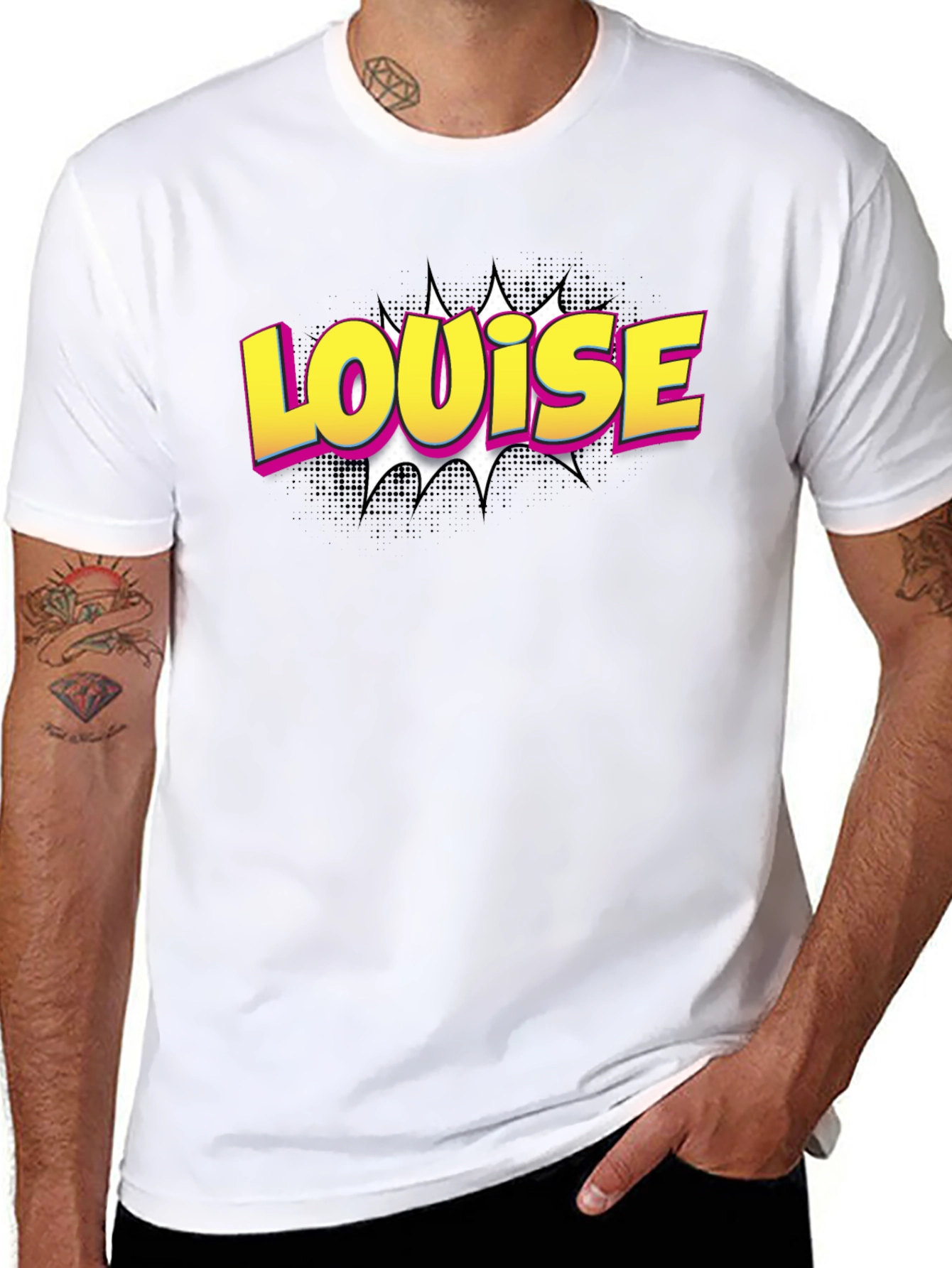 Louise Pop Art Graphic Tee - Black Cotton T-Shirt