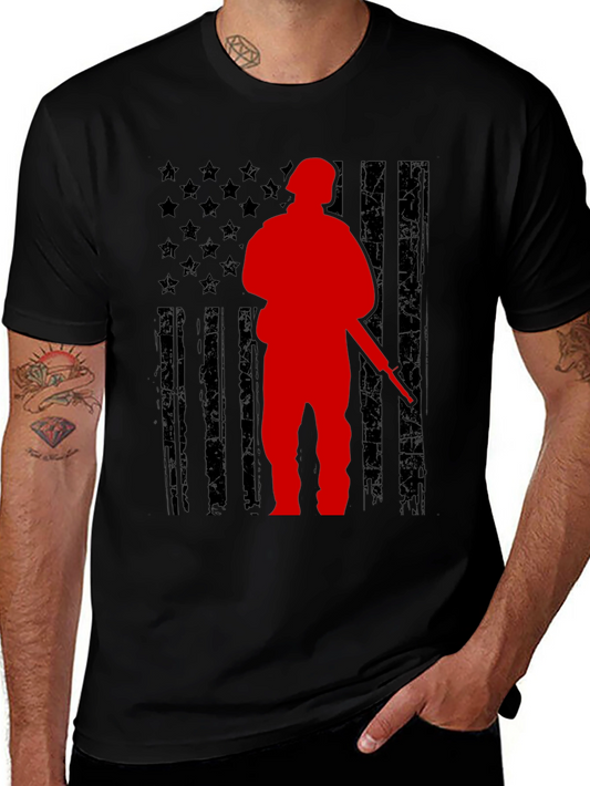 American Flag Soldier Graphic T-Shirt