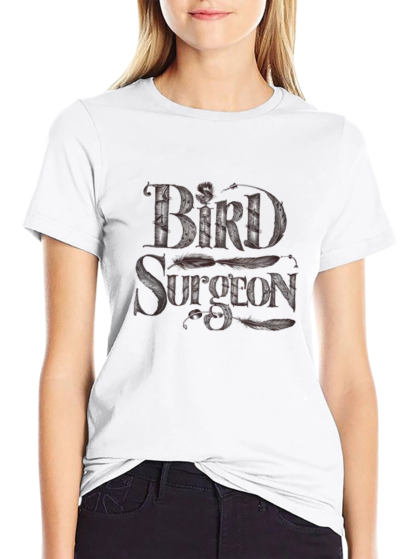 Bird Surgeon Graphic T-Shirt - Unique Feather Design