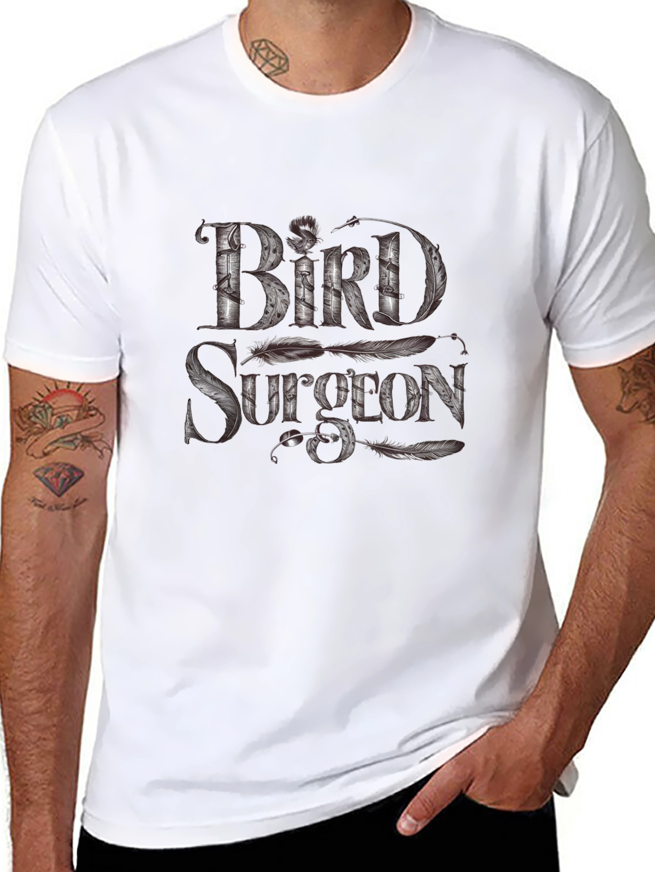 Bird Surgeon Graphic T-Shirt - Unique Feather Design