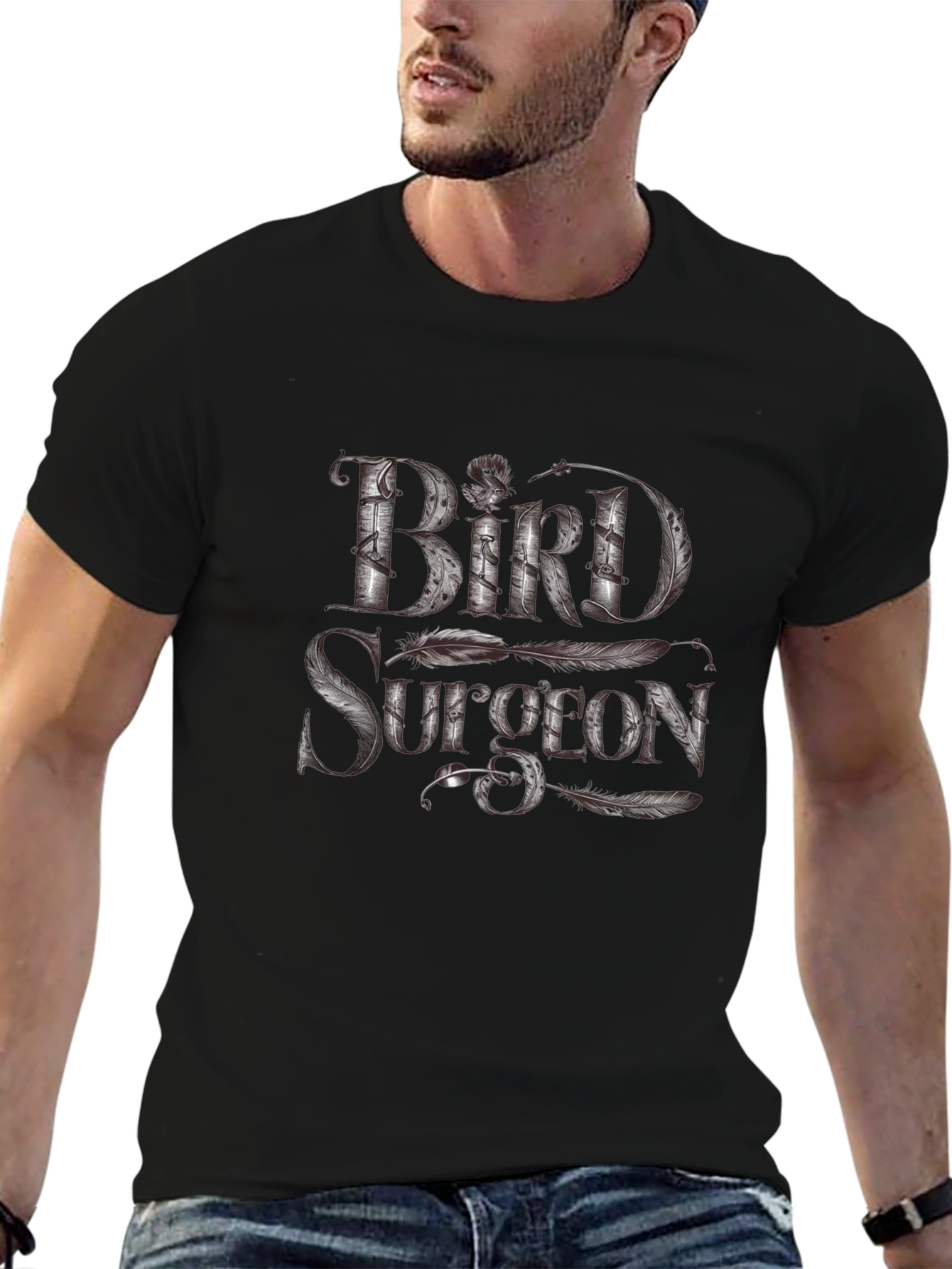 Bird Surgeon Graphic T-Shirt - Unique Feather Design