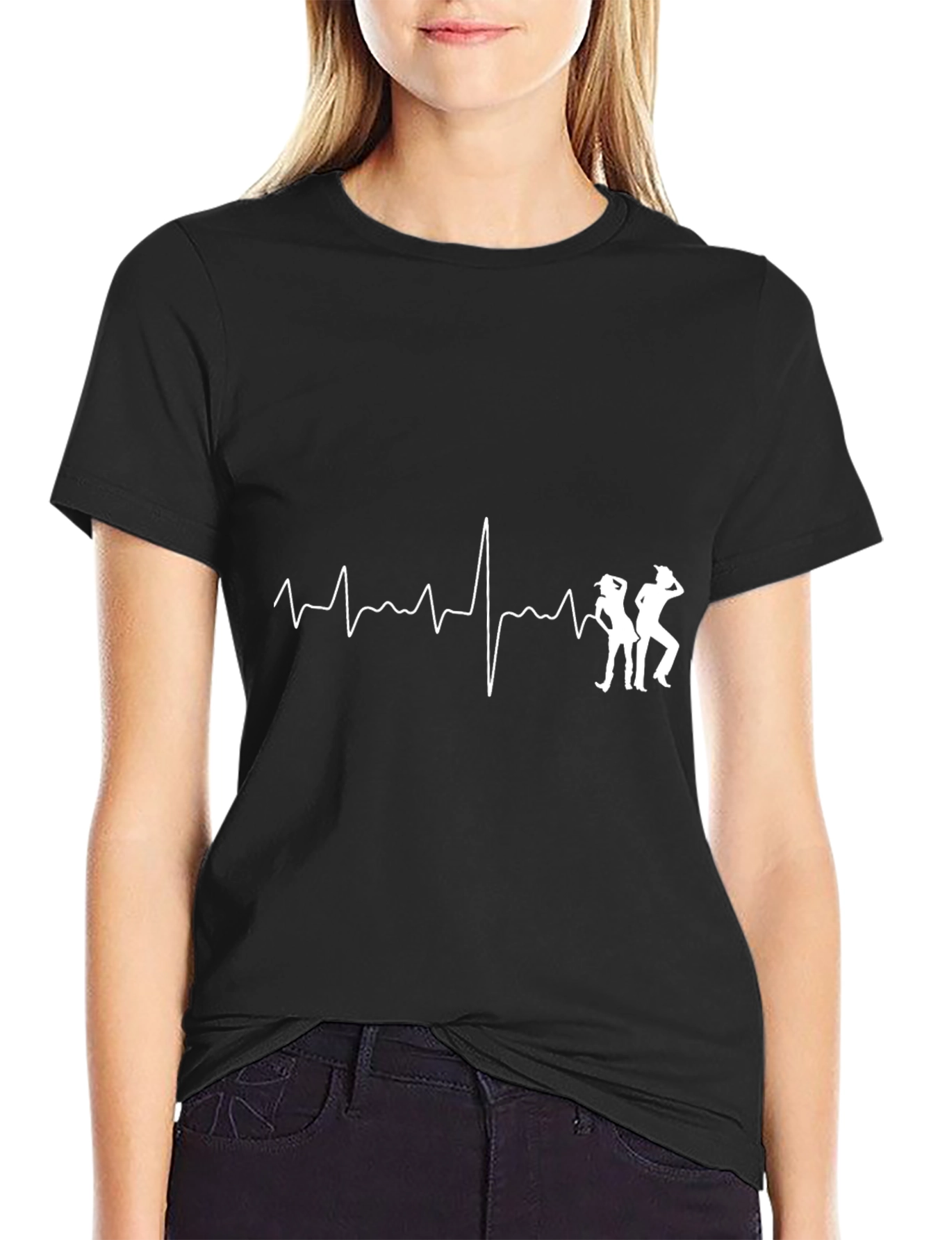 Dancing Heartbeat Graphic Tee - Black