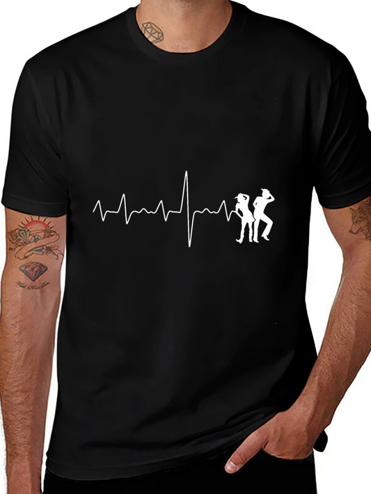 Dancing Heartbeat Graphic Tee - Black