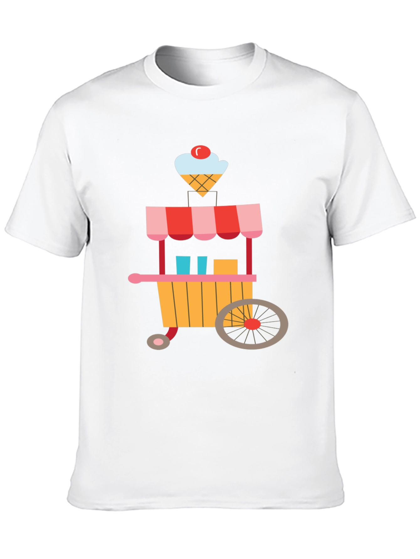 Ice Cream Cart Graphic Tee - Black Cotton T-Shirt