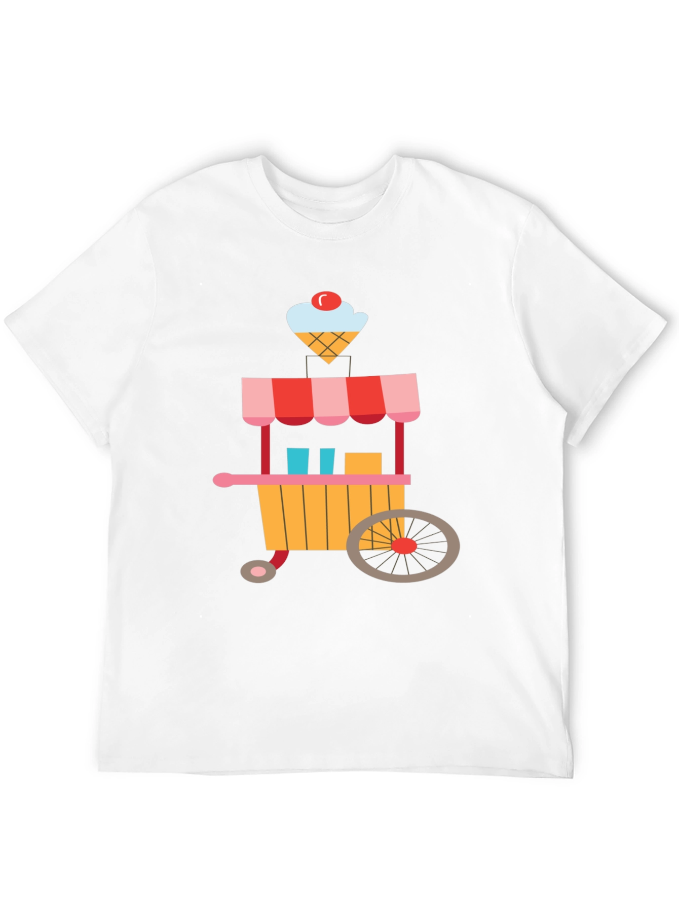 Ice Cream Cart Graphic Tee - Black Cotton T-Shirt