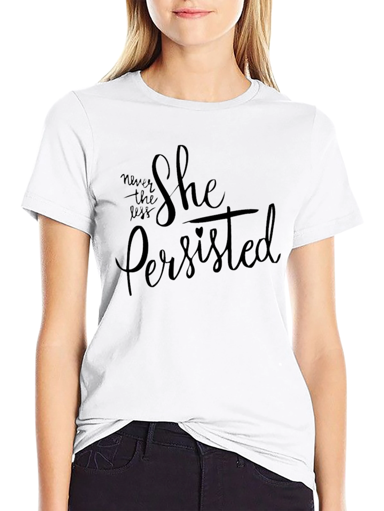 She Persisted Black T-Shirt - Empowering Womens Tee