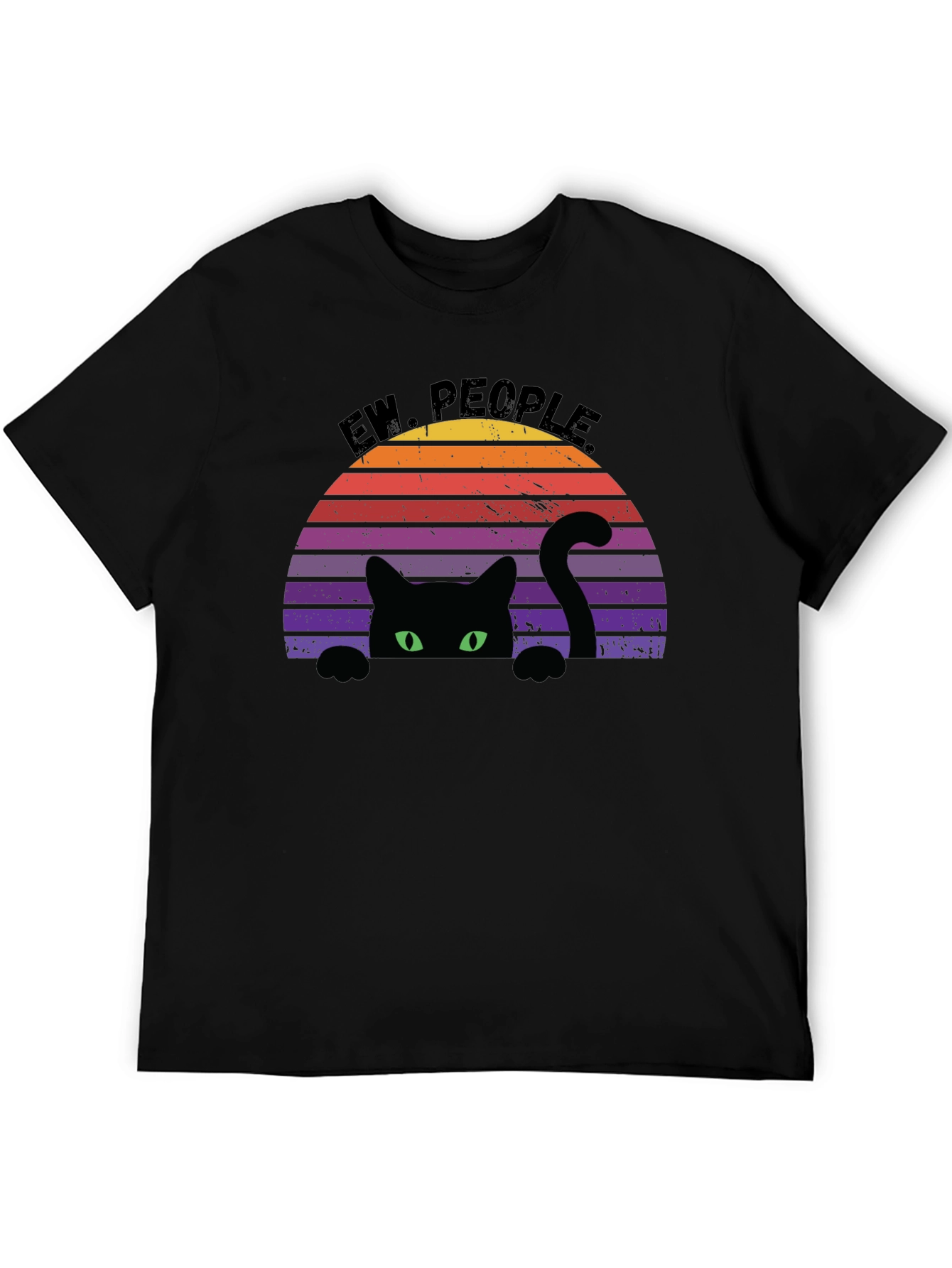 Ew People Black Cat Retro Graphic Tee