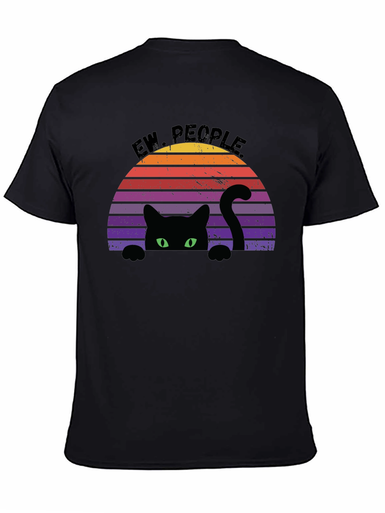 Ew People Black Cat Retro Graphic Tee