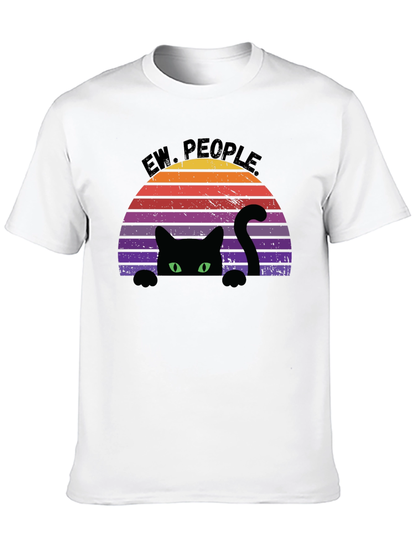 Ew People Black Cat Retro Graphic Tee