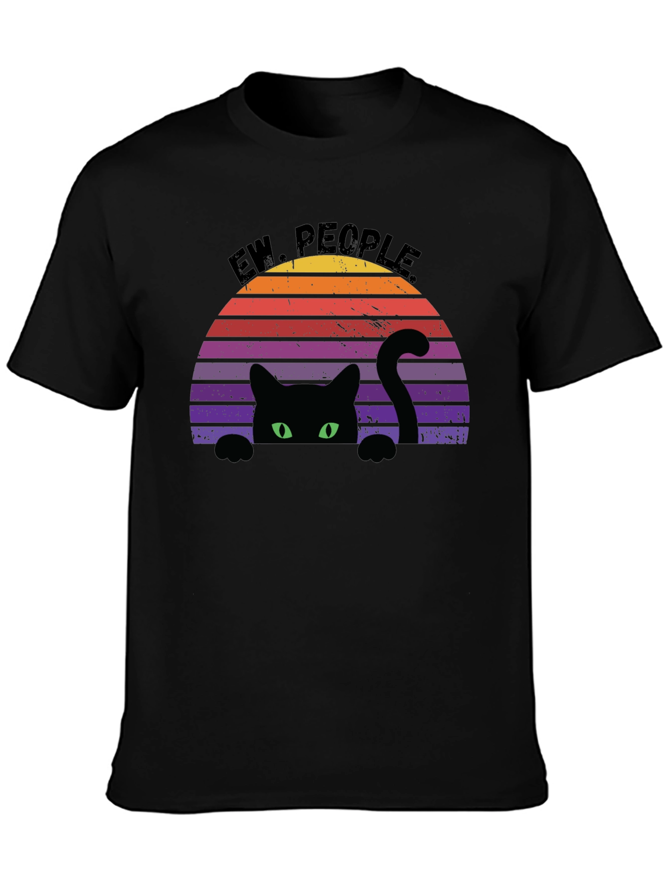 Ew People Black Cat Retro Graphic Tee