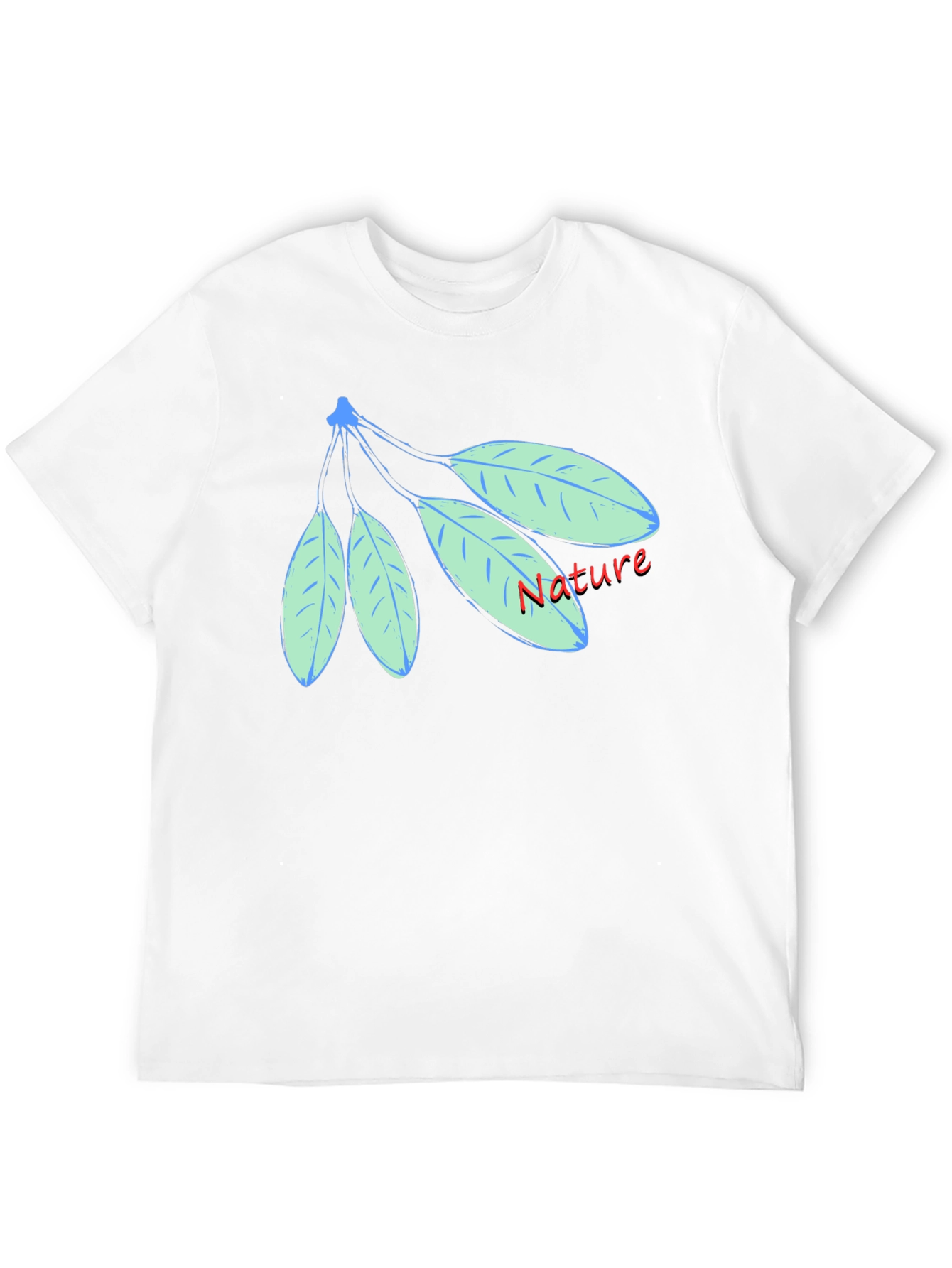 Nature Leaf Design Black Cotton T-Shirt