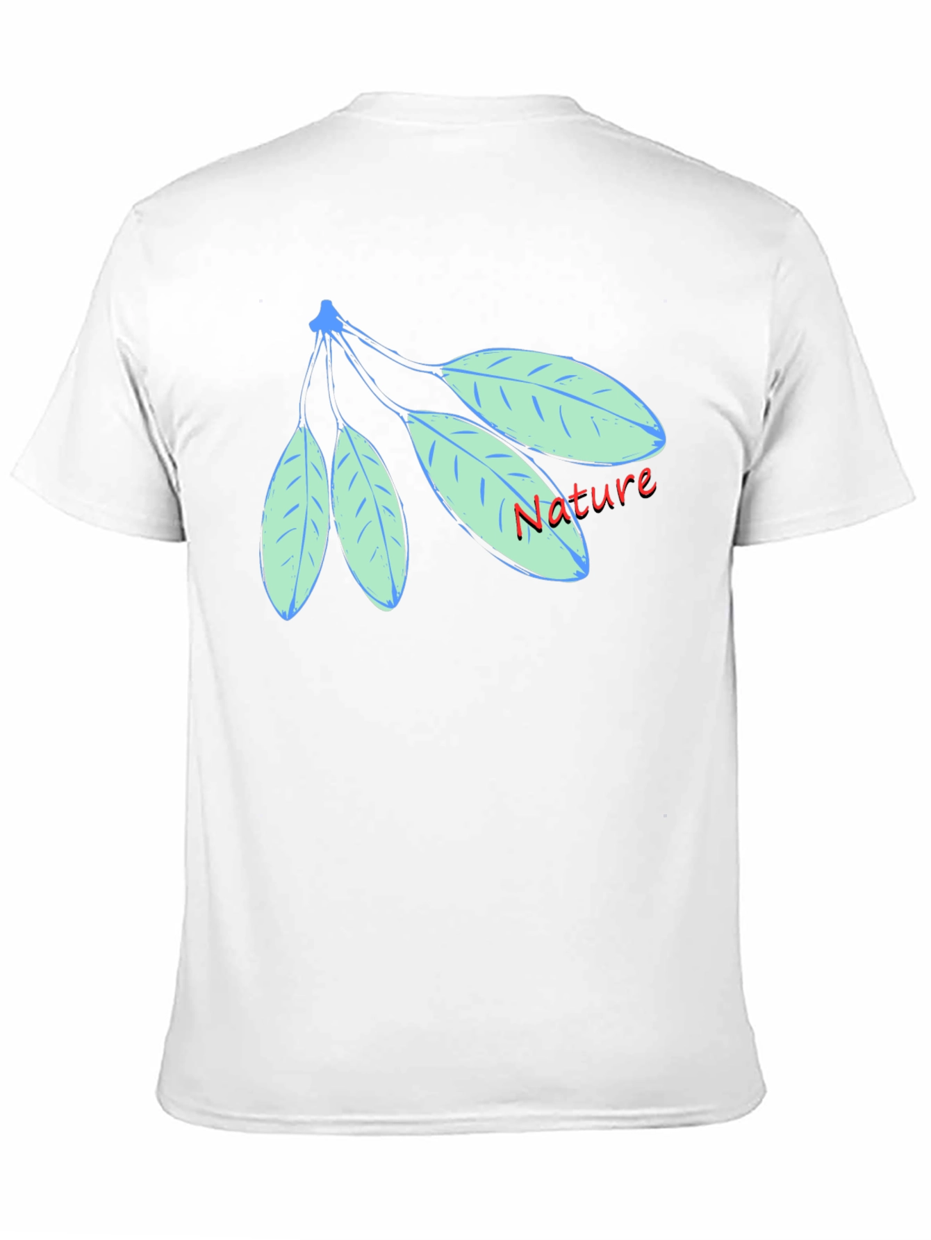 Nature Leaf Design Black Cotton T-Shirt