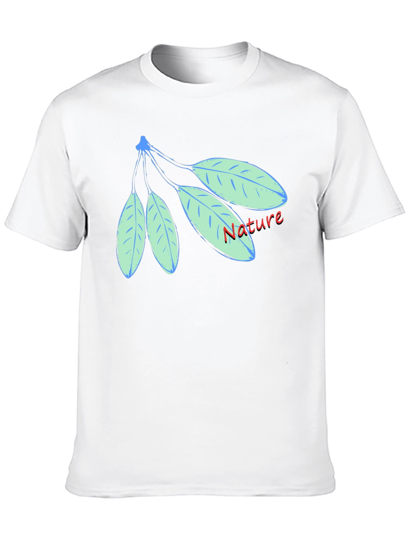 Nature Leaf Design Black Cotton T-Shirt