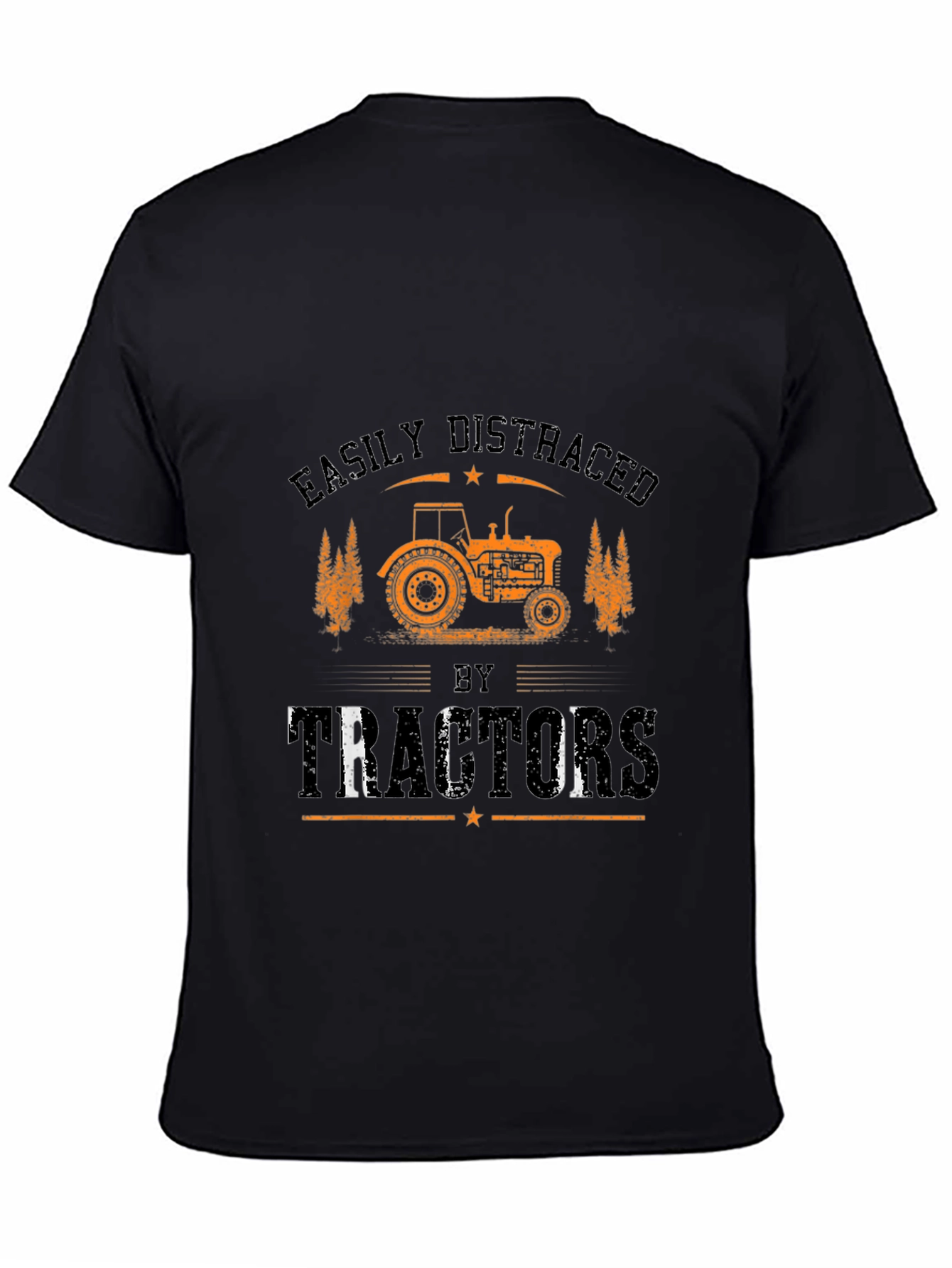 Easily Distracted by Tractors Black Graphic Tee