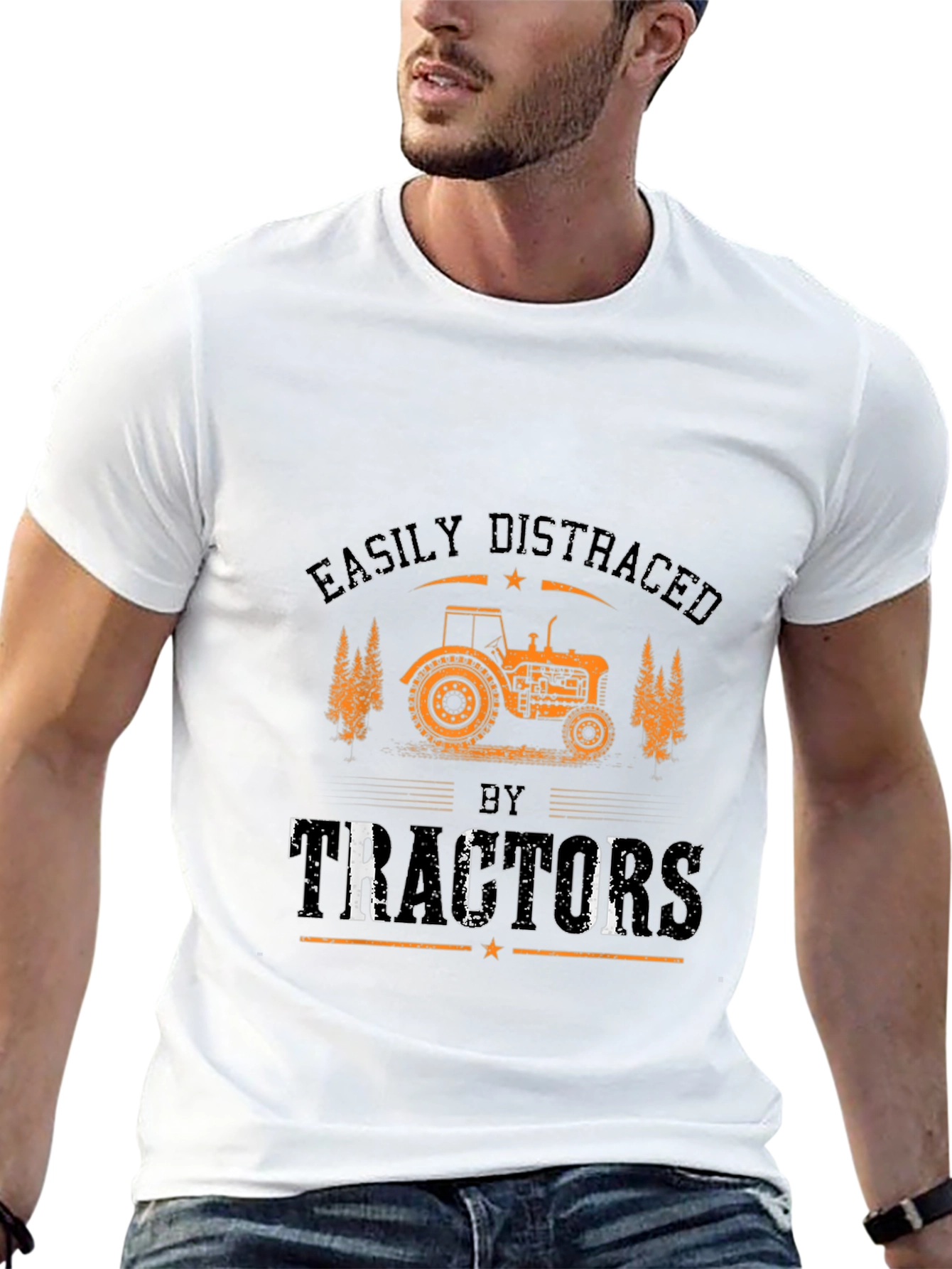 Easily Distracted by Tractors Black Graphic Tee