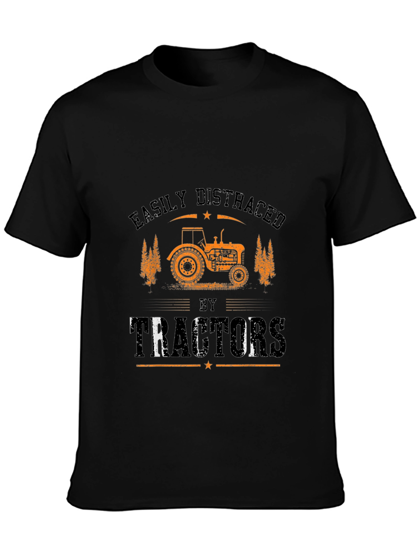 Easily Distracted by Tractors Black Graphic Tee