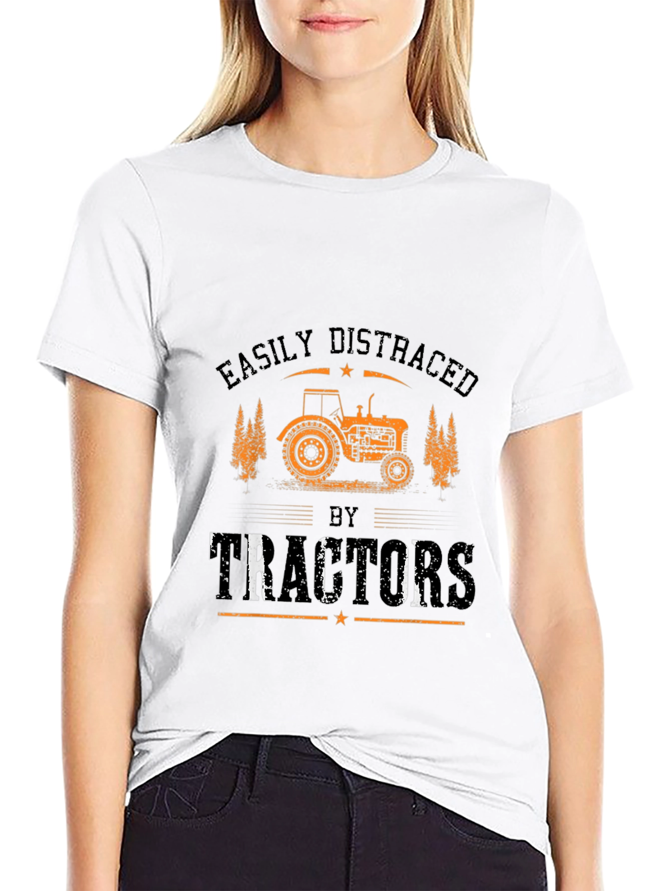 Easily Distracted by Tractors Black Graphic Tee