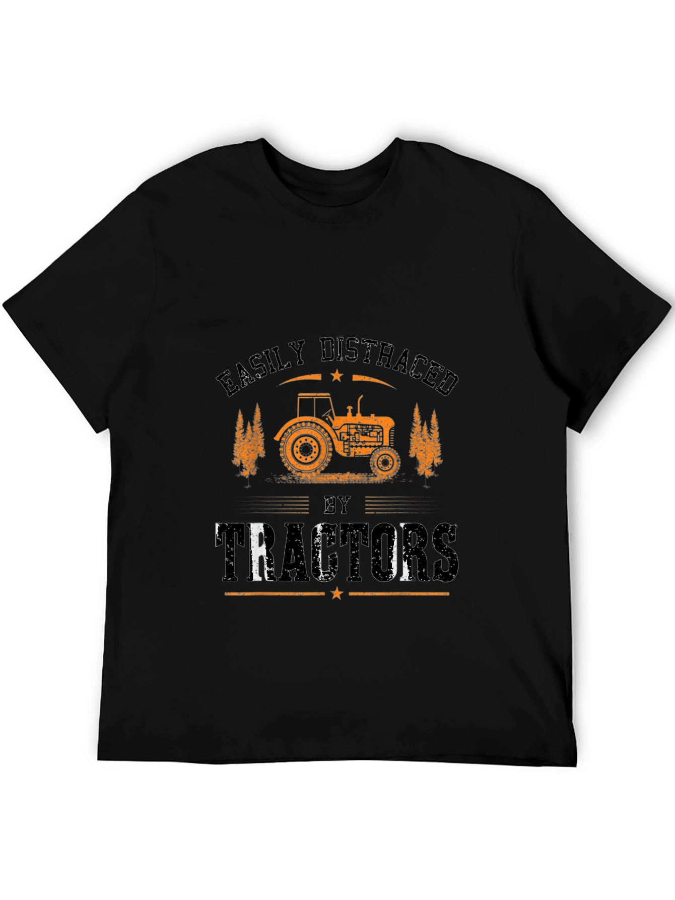 Easily Distracted by Tractors Black Graphic Tee