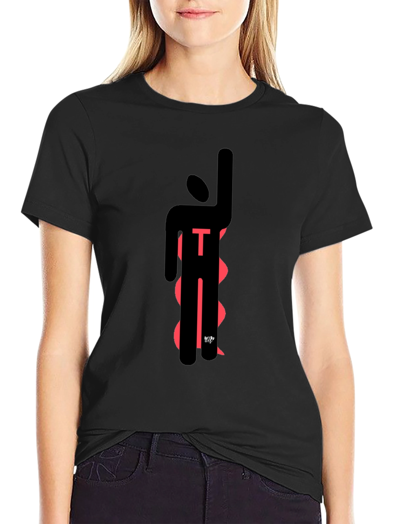 Modern Abstract T-Shirt - Black with Red Design