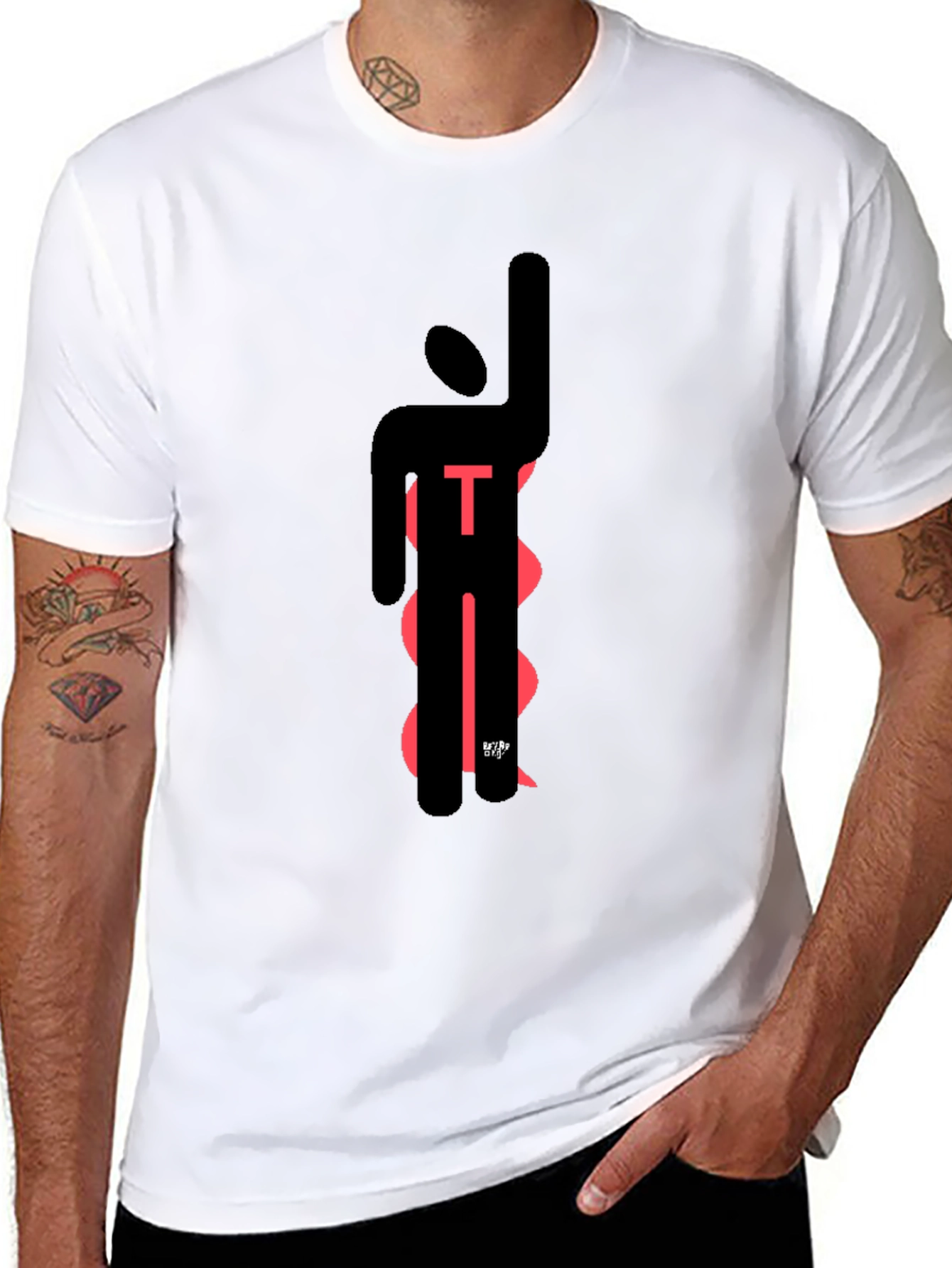 Modern Abstract T-Shirt - Black with Red Design