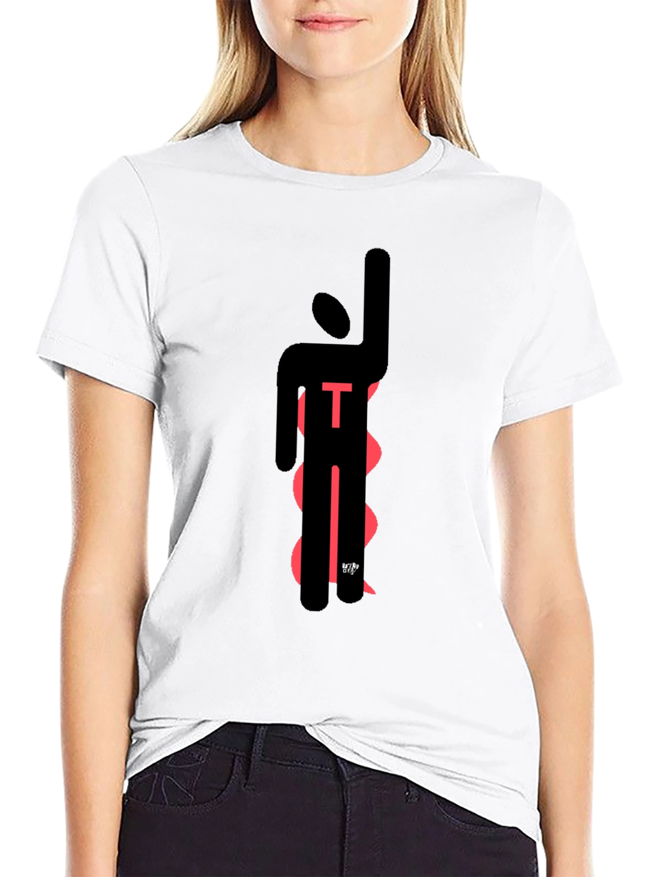 Modern Abstract T-Shirt - Black with Red Design