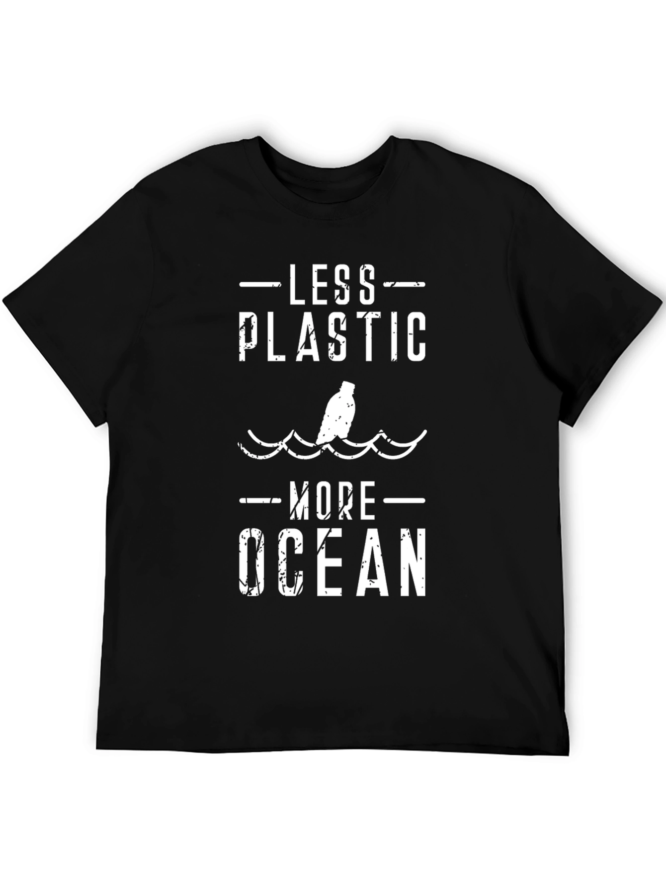 Eco-Friendly Less Plastic More Ocean Black T-Shirt