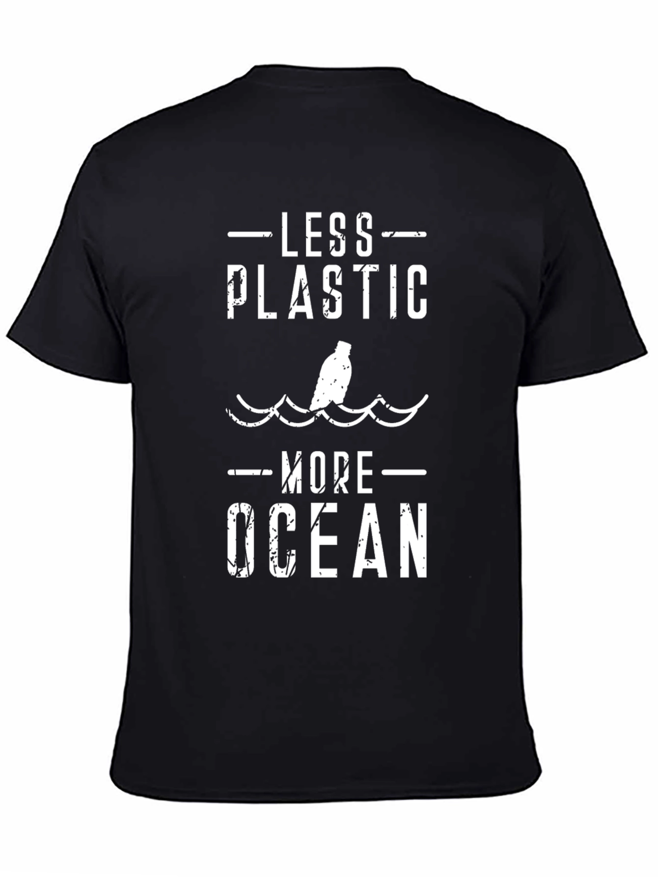 Eco-Friendly Less Plastic More Ocean Black T-Shirt