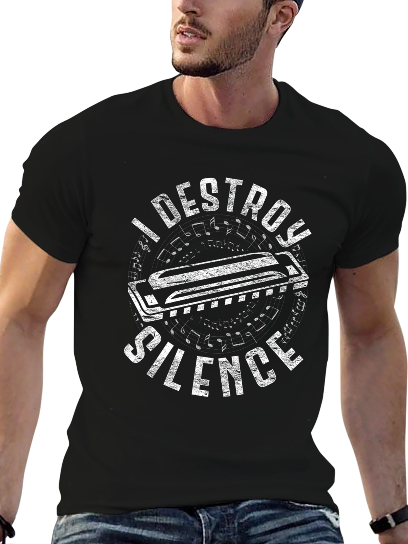 I Destroy Silence Harmonica T-Shirt