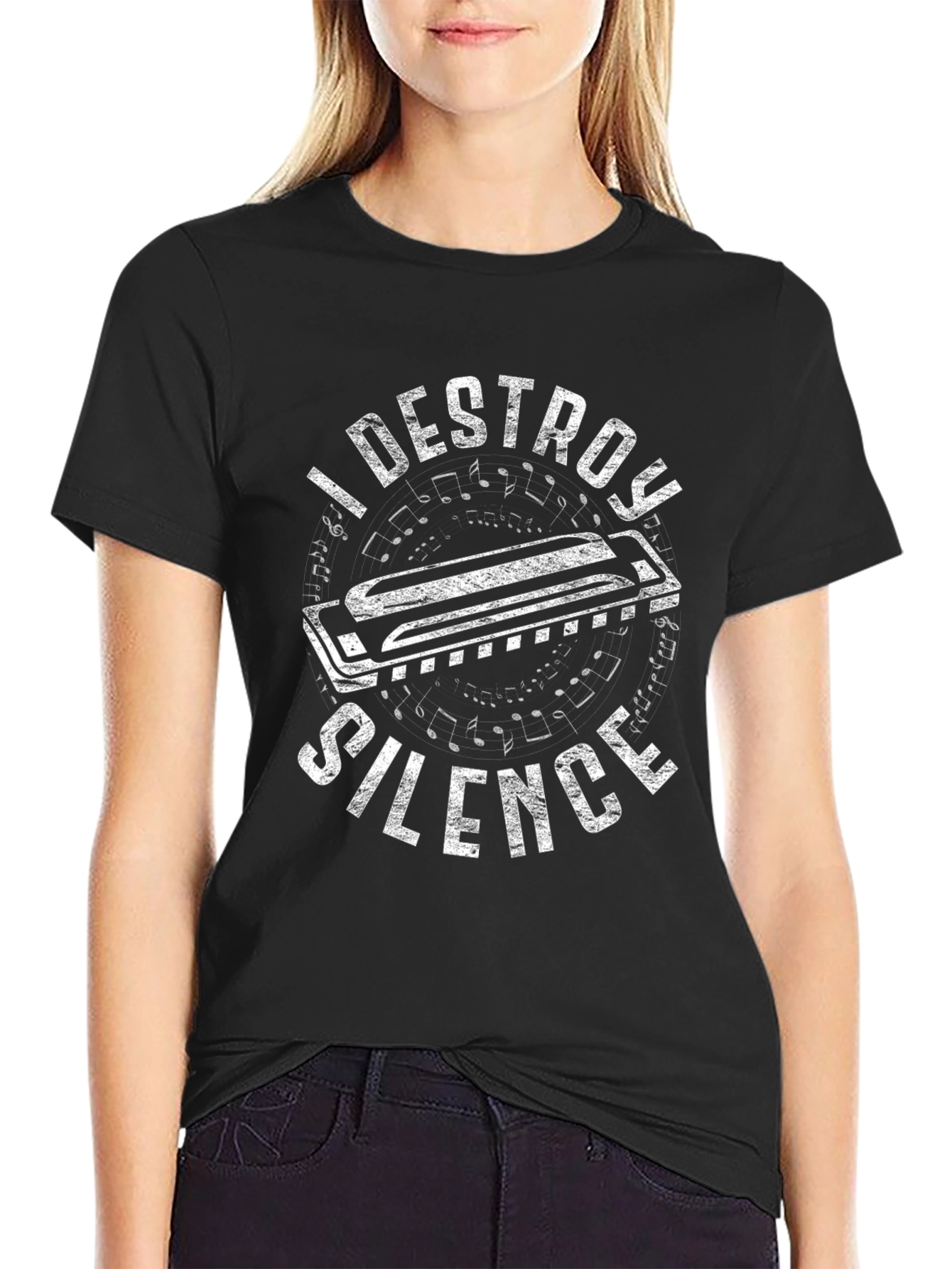 I Destroy Silence Harmonica T-Shirt
