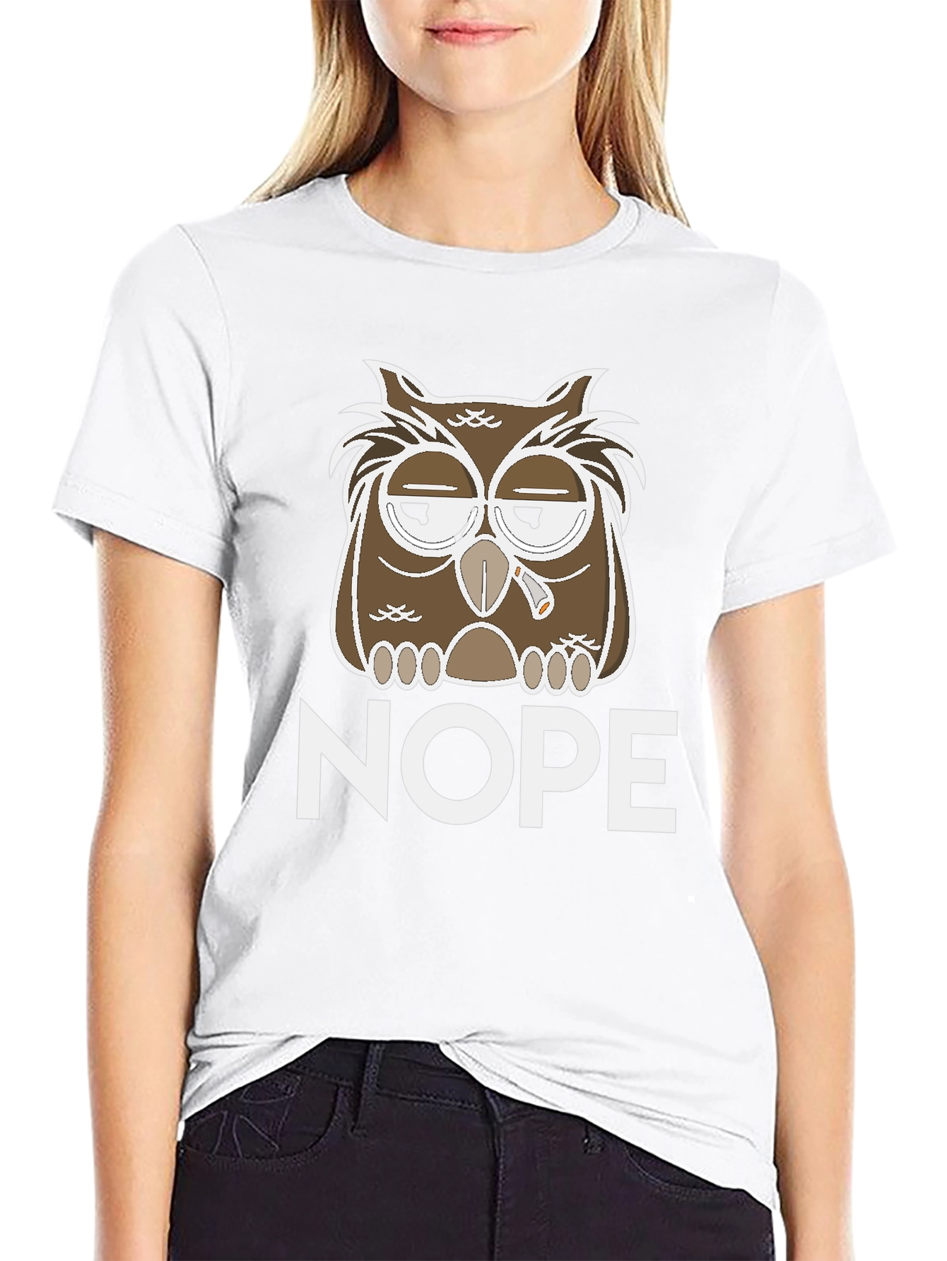 Nope Owl Graphic Tee - Funny Casual T-Shirt