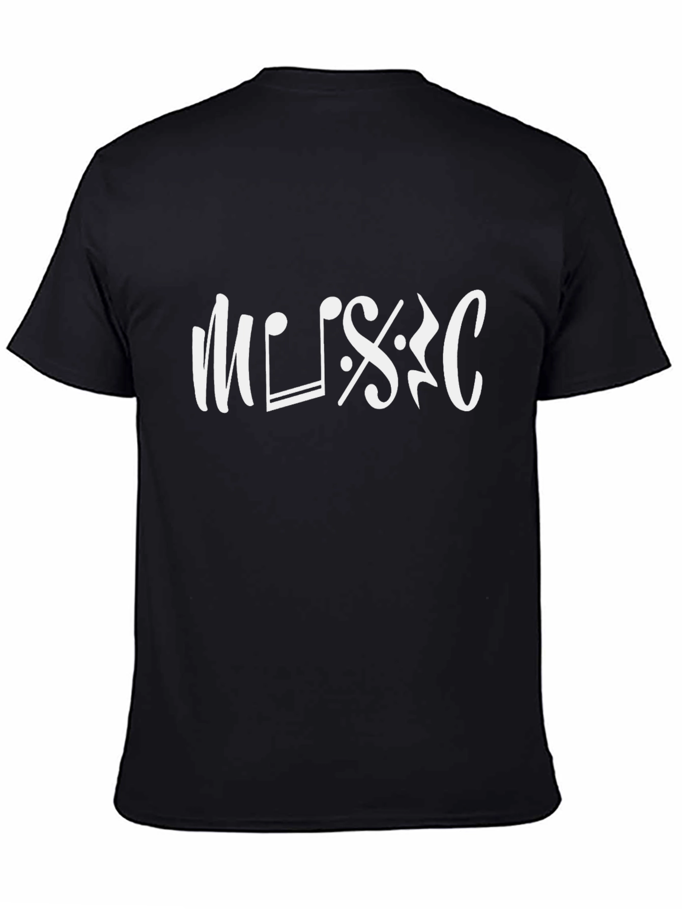 Music Note Graphic Tee - Black Cotton T-Shirt