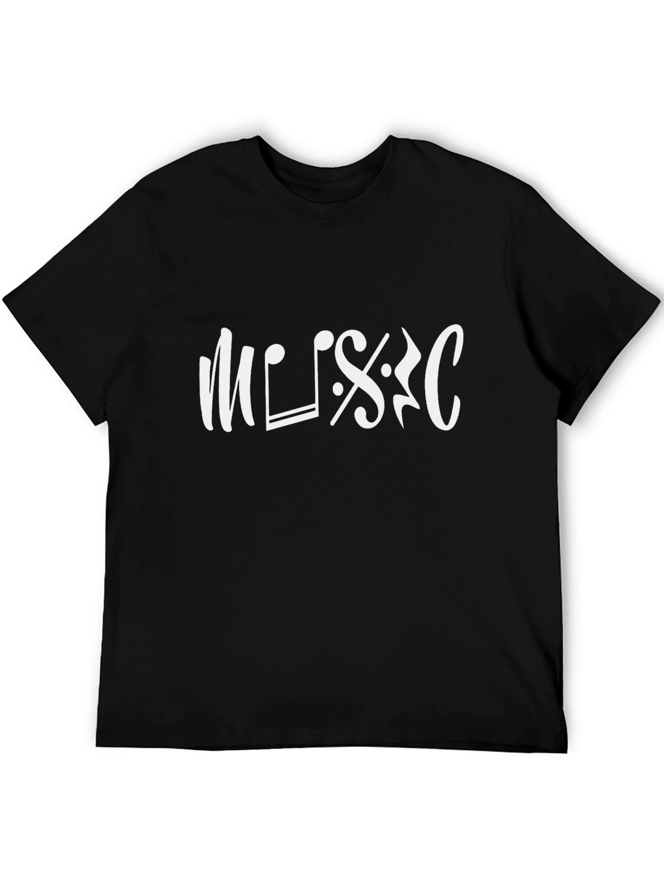Music Note Graphic Tee - Black Cotton T-Shirt