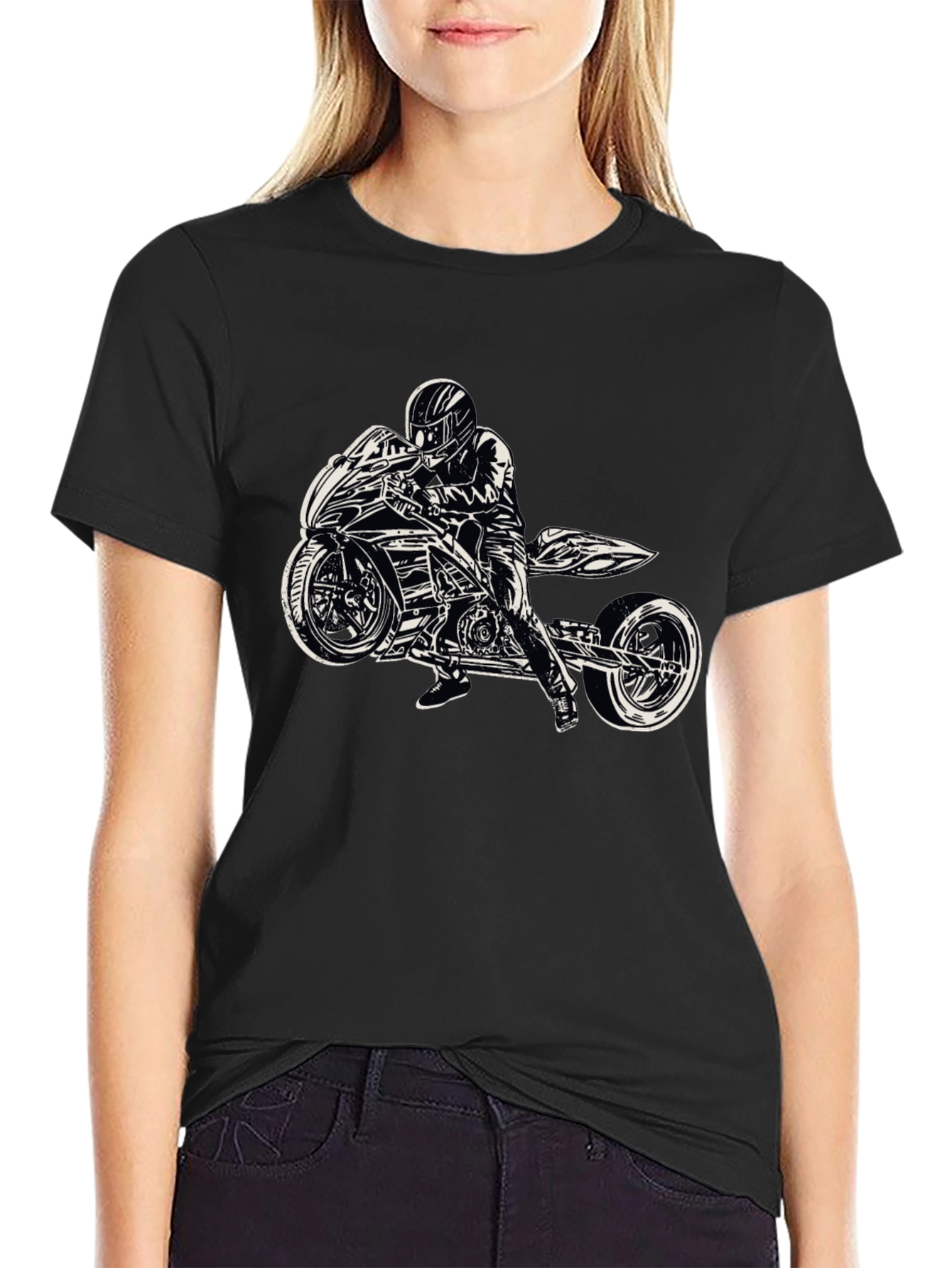 Motorcycle Rider Graphic Black T-Shirt