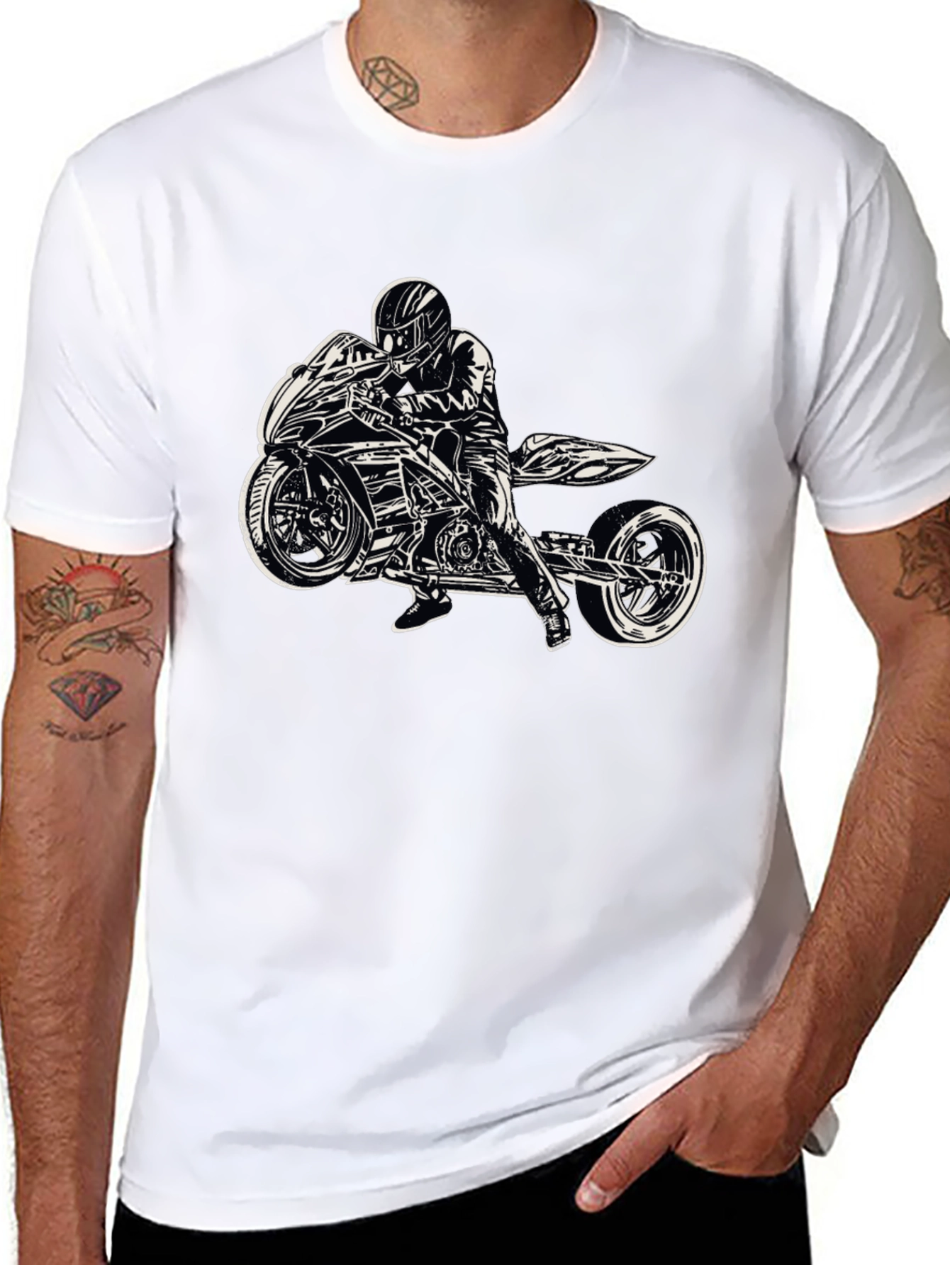 Motorcycle Rider Graphic Black T-Shirt
