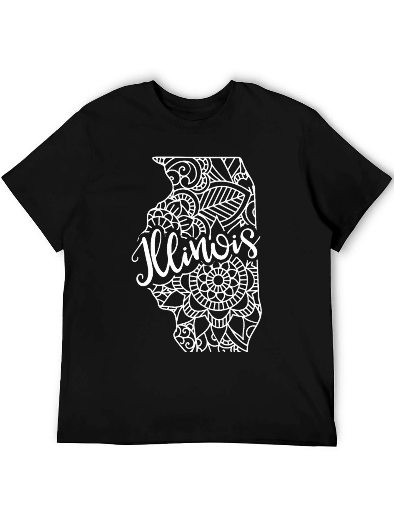 Illinois State Mandala T-Shirt - Black