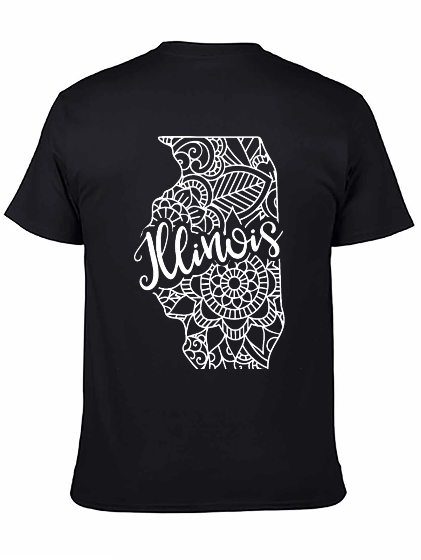 Illinois State Mandala T-Shirt - Black
