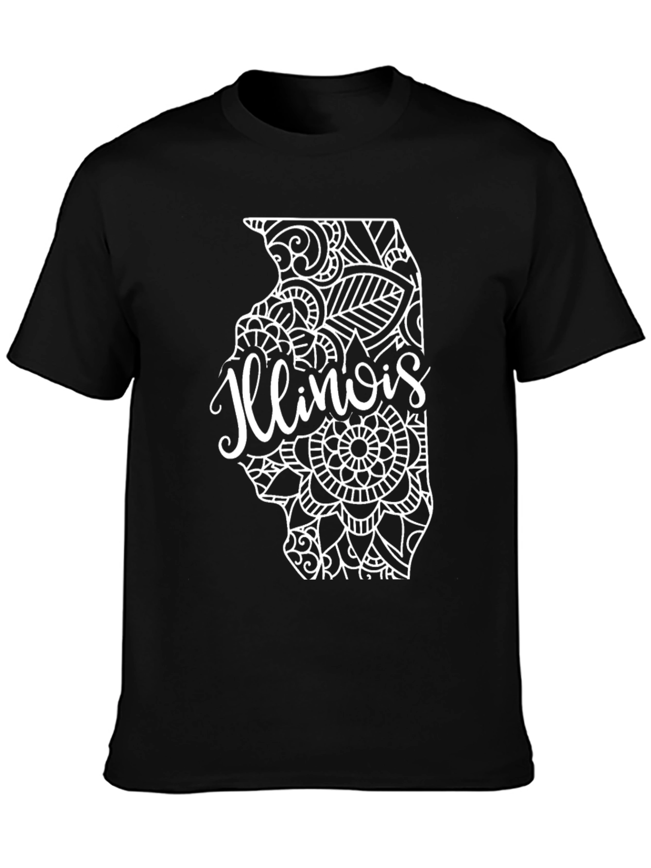 Illinois State Mandala T-Shirt - Black