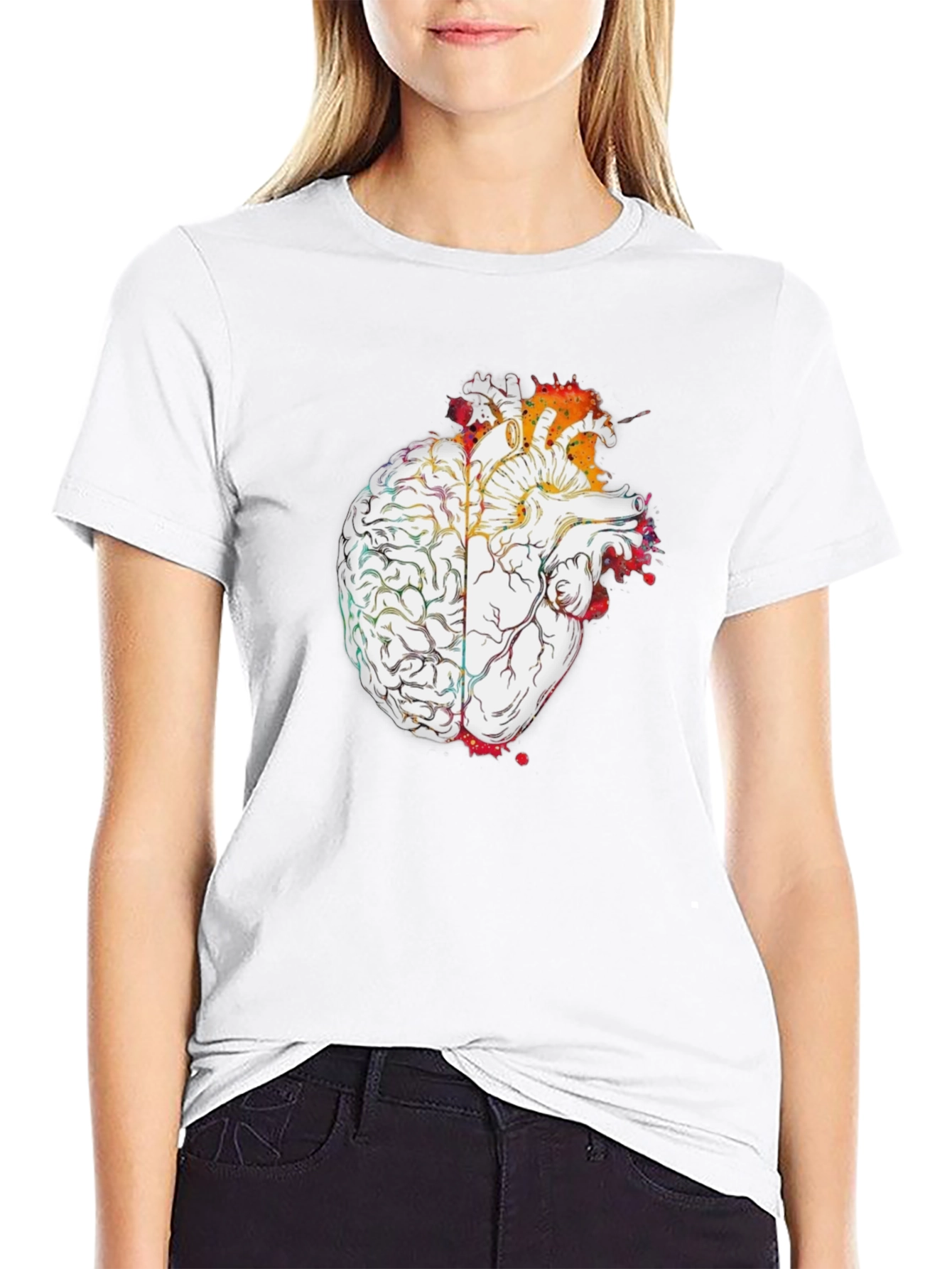 Heart & Brain Graphic Tee - Black Unisex T-Shirt