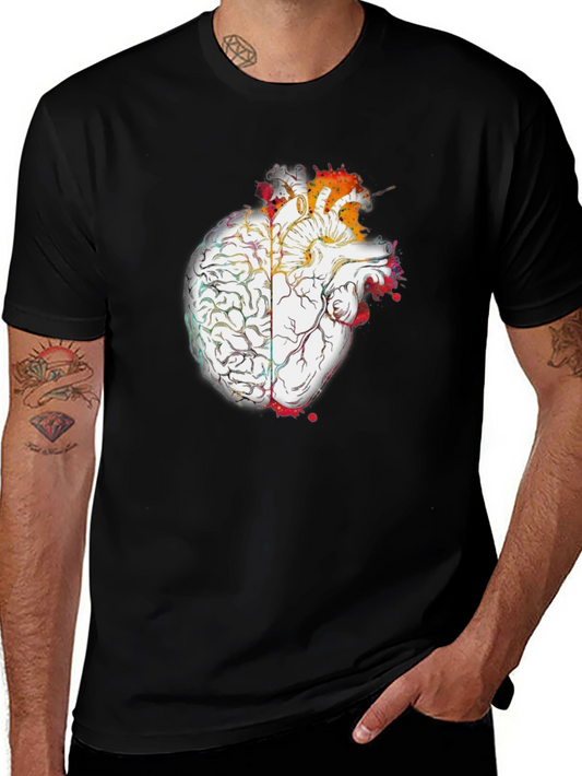 Heart & Brain Graphic Tee - Black Unisex T-Shirt