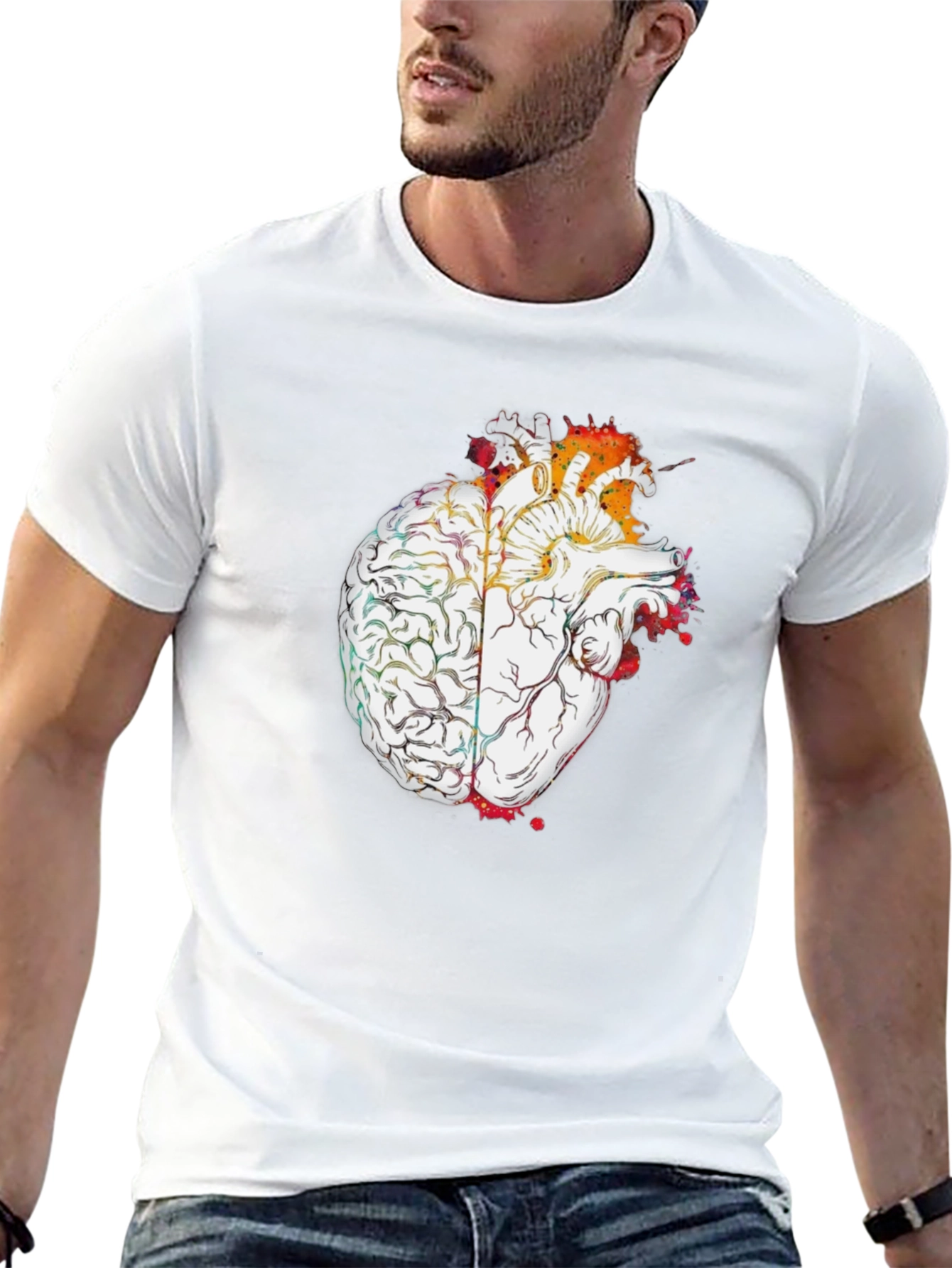 Heart & Brain Graphic Tee - Black Unisex T-Shirt